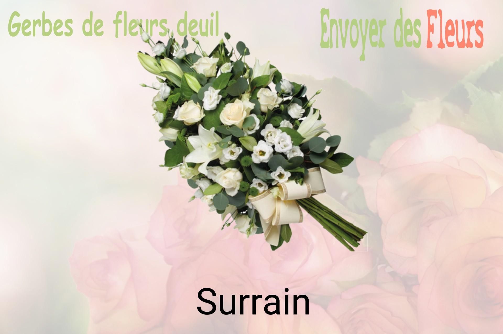 Gerbe de fleurs de deuil livrée à Surrain